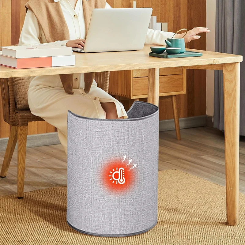 Silent Foldable Leg Warmer Pro -Under Desk Electric Foot Heater with Thermostat & Auto Shut Off for Office Home Timer EU/UK Plug