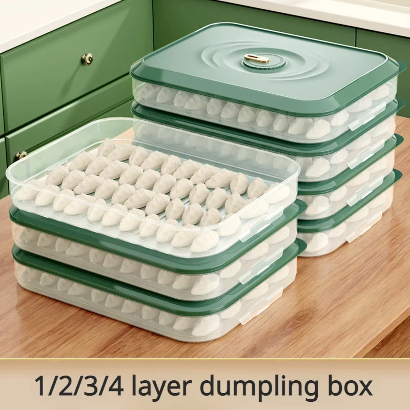 

Refrigerator Organizer Dumpling Storage Box Food Storage Containers with Lids Fresh-keeping Box Kitchen Organizer Stackable