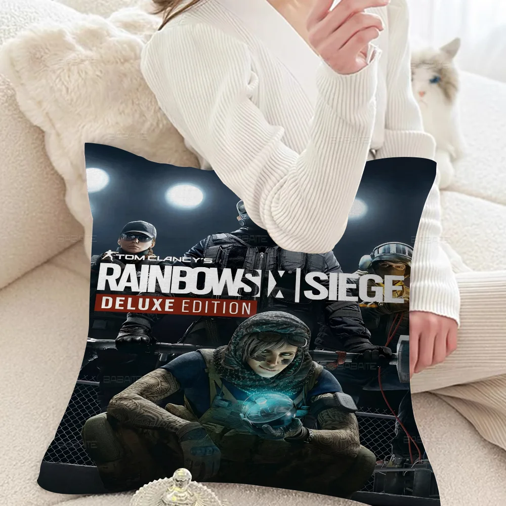 R-R6-R-Rainbows-Six-x-Siege Office Cushion Pillowcase Car Cushion Cover45X45CM Lumbar Pillowcase Sofa Pillowcover