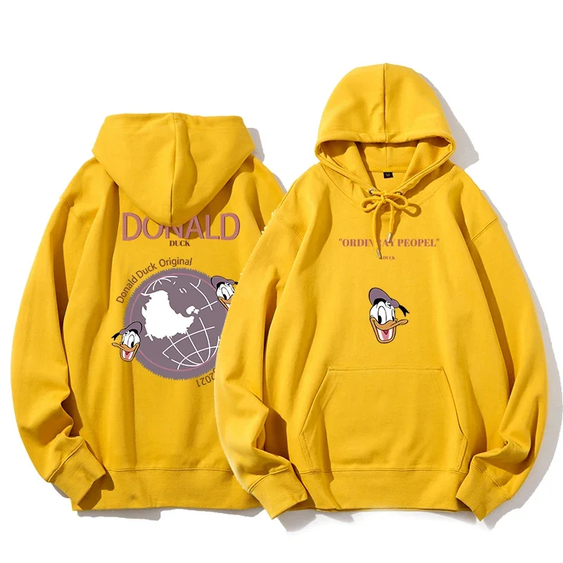 Donald Duck Sweater Women\'s Disney Joint Winter Clothes Disney Loose Pink Hooded Top  Anime Hoodie  Streetwear Women