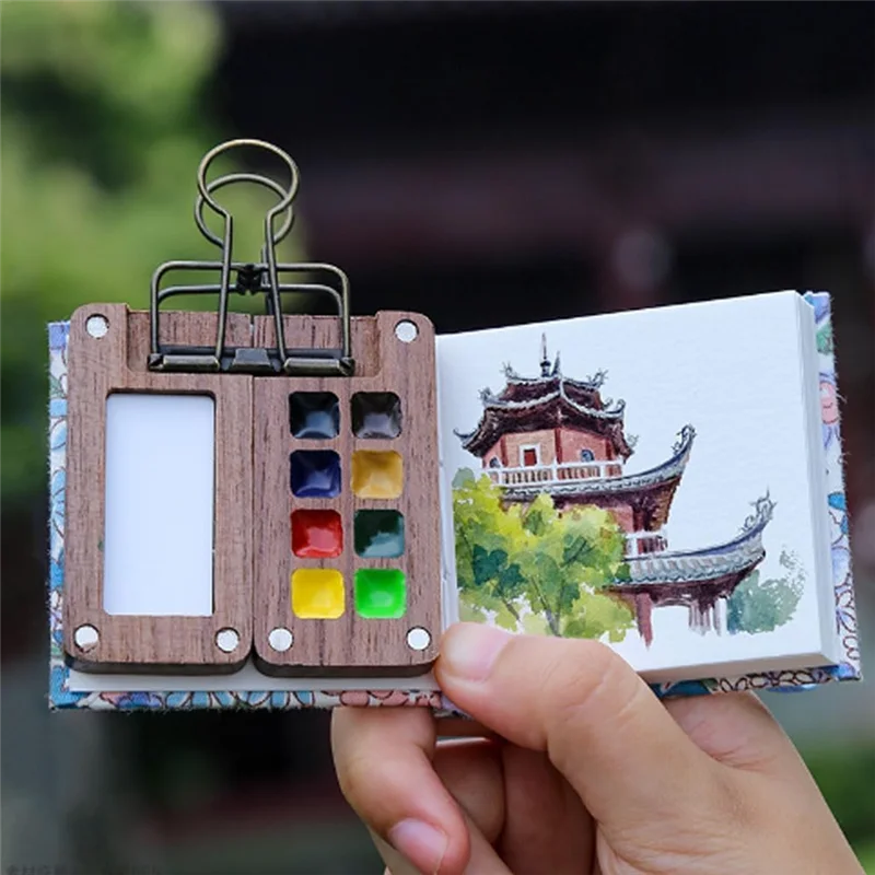 ABDE-Travel Paint Palette, Travel Ready Paint Palette Bundle, Mini Watercolor Travel Paint Palette With Clip, For Travel
