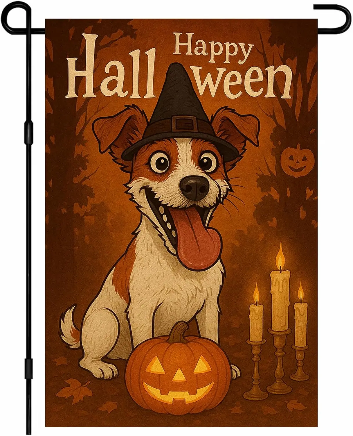 Halloween Jack Russell Witch Garden Flag 12x18 Inch Polyester