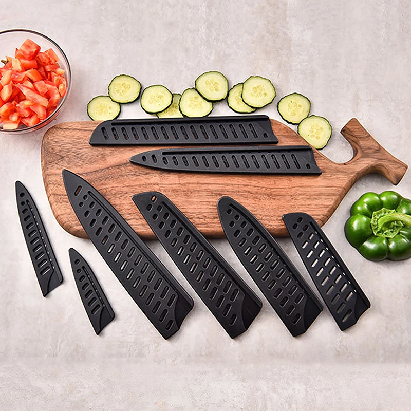 Kitchen Knife Sheath Black Plastic Knife Covers Knife Blade Protector Cover Edge Guards Case Kitchen Accessories 3.5-8 Inches