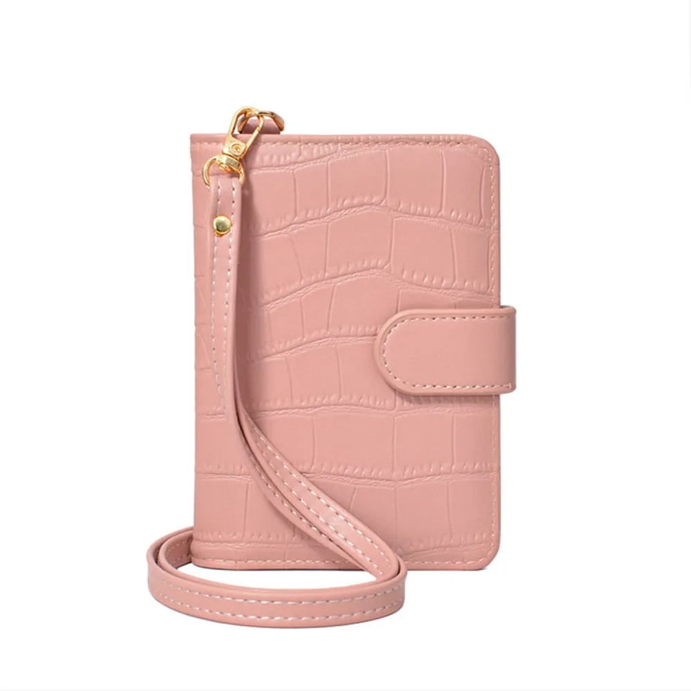 New Document Protection Passport Card Holder Crocodile Pattern Leather Hanging Neck Pouch Portable Passport Package Travel