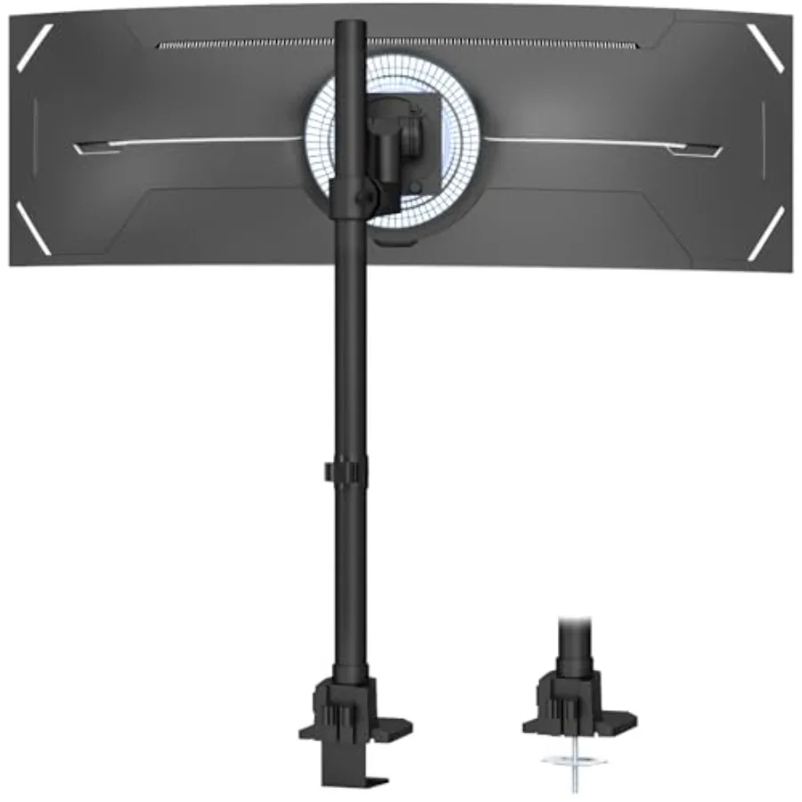 Ultrawide monitor arm for desk use aluminum black heavy-duty support up to 59.4 lbs for 24-57-inch displays VESA 75/100 mm comp