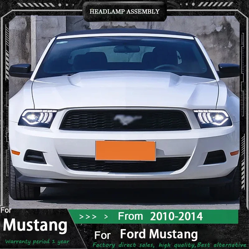 Car LED Head Lamp Assembly For Ford Mustang 2010-2014 LED DRL Daytime Running Light Streamer Turn Signal Indicator Headlight