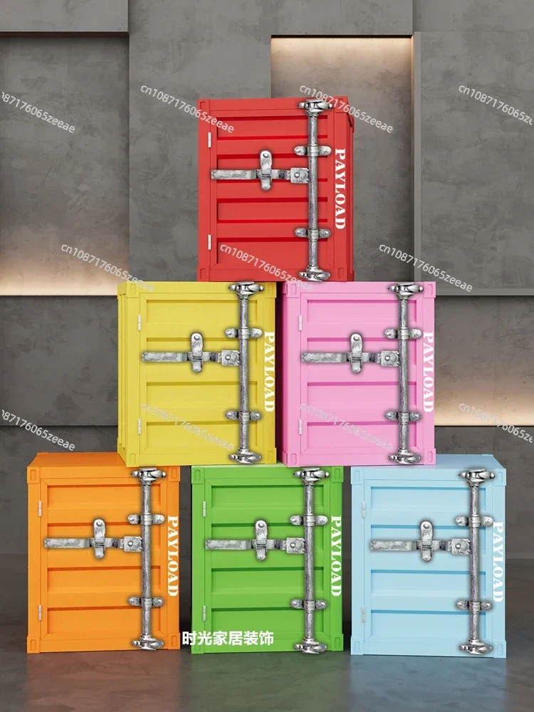 

Container cabinet Industrial style locker Wrought iron bedside table Retro creative bedside small cabinet Small storage cabinet