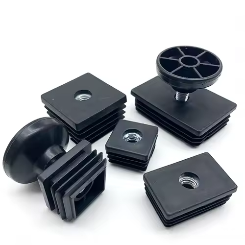 4Pcs Adjustable Furniture Feet And Square/Rectangular Tube Plug With Nuts Black Sofa Chair Table Leveler Legs For Furniture - Image 2