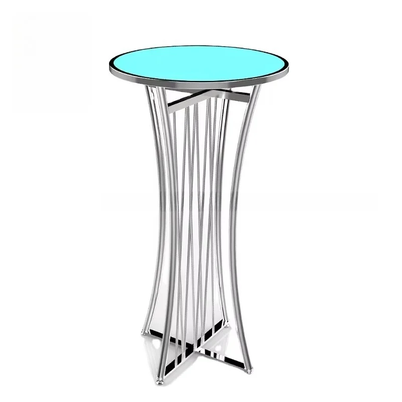 Gold Bar LED Remote Control Luminous Stainless Steel Foldable Outdoor Lighting Cocktail Mirror Party Table