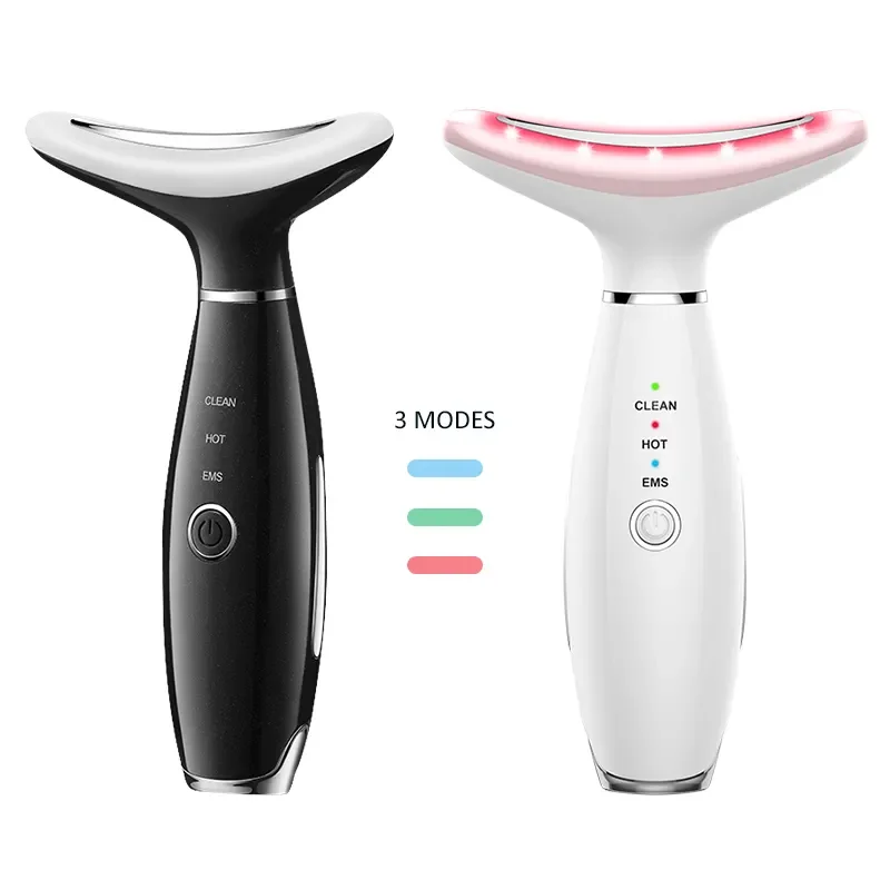 3 in 1 Neck Face Massager EMS Microcurrent Facial Beauty Device Neck Sculpting Tool LED Light Therapy with Thermal for Skin Care