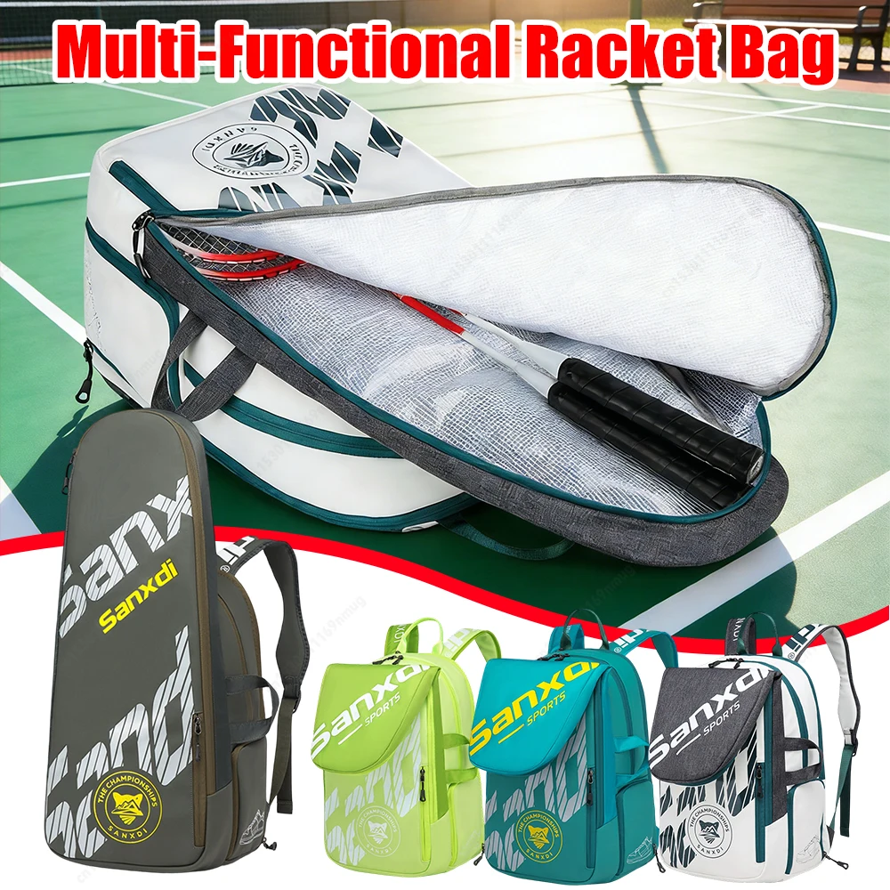 

Foldable Tennis Backpack Anti-Scratch Portable 3 Tennis Rackets Bag Breathable Multifunction Sports Backpack for Outdoor Sports