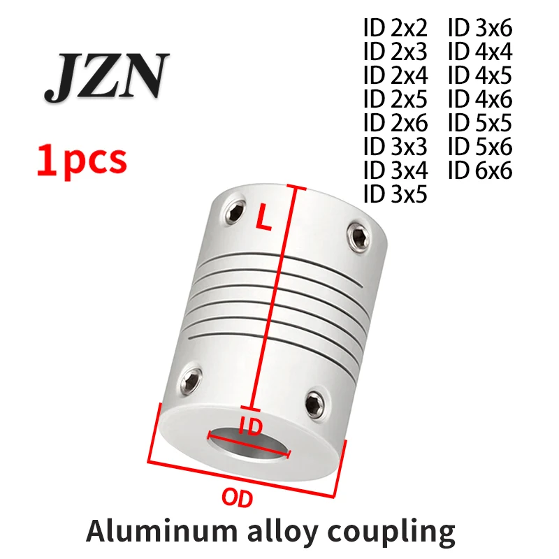 1Pcs D15L20 aluminum alloy elastic coupling, wire rod screw motor coupling, encoder inner hole 2/3/4/5/6*