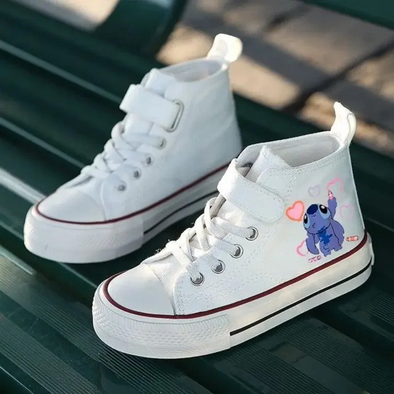 kawaii High-top Sport Boys Kids Lilo Stitch Comfort Shoes Children Disney Print Girl Casual Cartoon Canvas Shoes Tennis Shoes 7