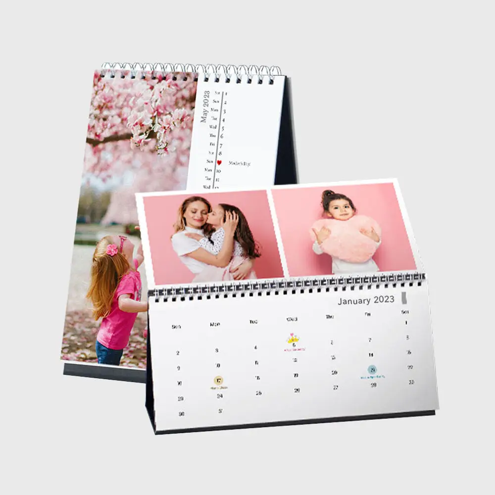 Wholesale 2024 2025 Large Luxury Unique Spiral Calendar Table Desk Flip Calendar Stand Customized for Office