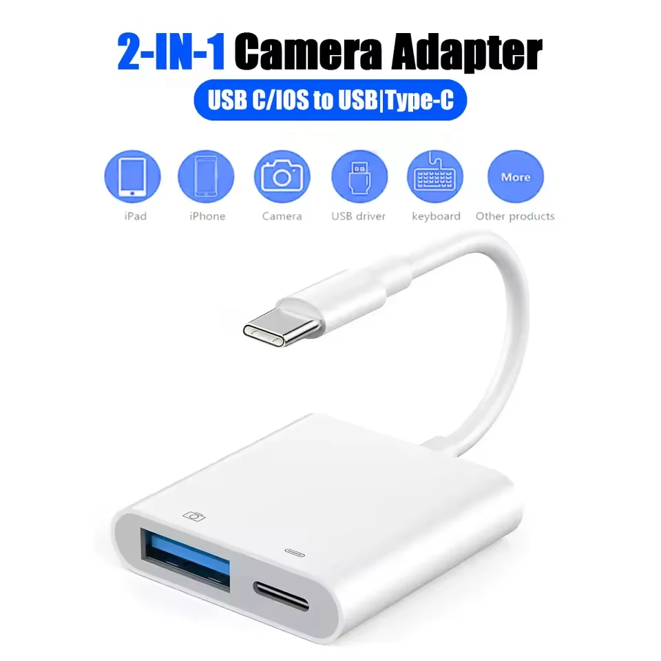 USB C OTG Camera Adapter USB3.0 Female Fast Charging Port Converter For iPhone 15 16 17 Samsung Xiaomi Smartphones