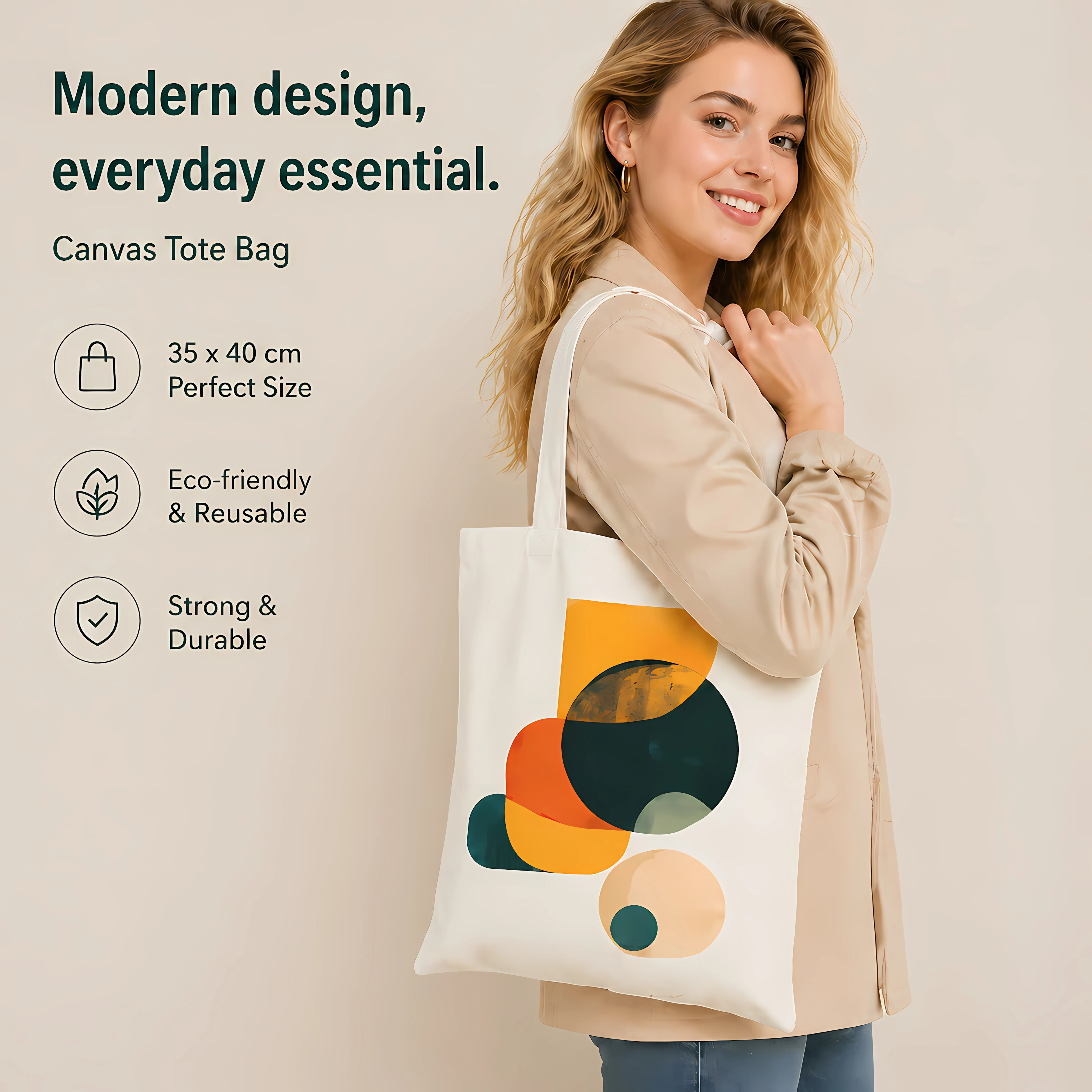 

Abstract Art Print Canvas Tote Bag, Aesthetic Reusable Grocery Shoulder Bag, Strong and Durable Sustainable Handbag
