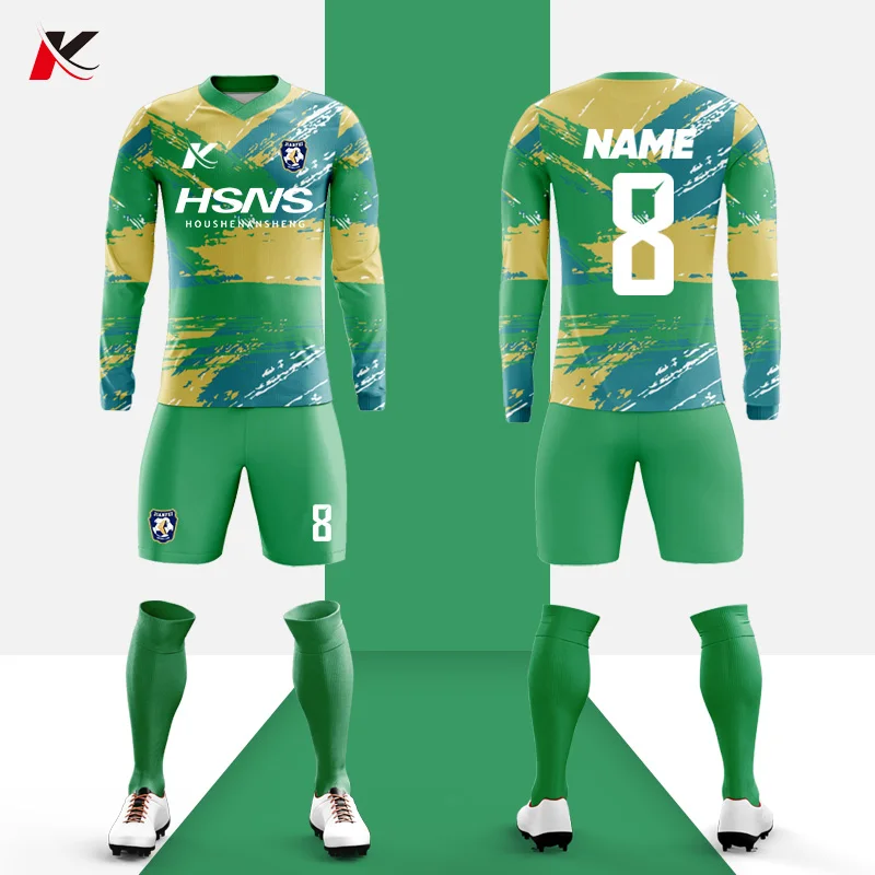 

Custom Personalized Full Sublimation Long Sleeve Football Jersey Winter Outdoor Training Long Sleeve Soccer Uniform For Men