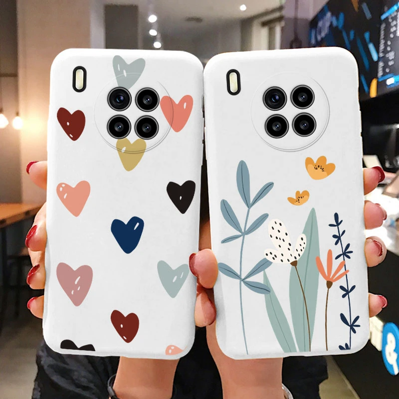 Flowers Funda For Honor 50 Lite Capa Huawei Nova 8i Phone Case Soft Silicone Cute Cat Bear Back Cover For Nova8i Honor50 Lite