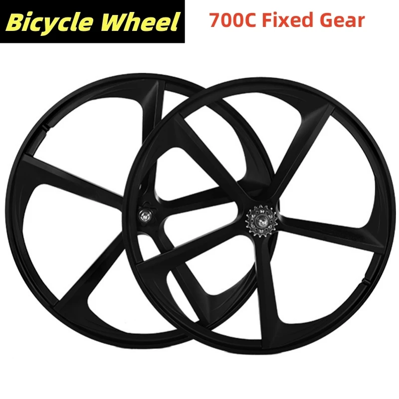 Bicycle Wheel 700C Magnesium Alloy Single Speed Matte Black 5 Spokes SIngle Wheel Fixie Track Bike Front And Rear Fixed Gear Rim