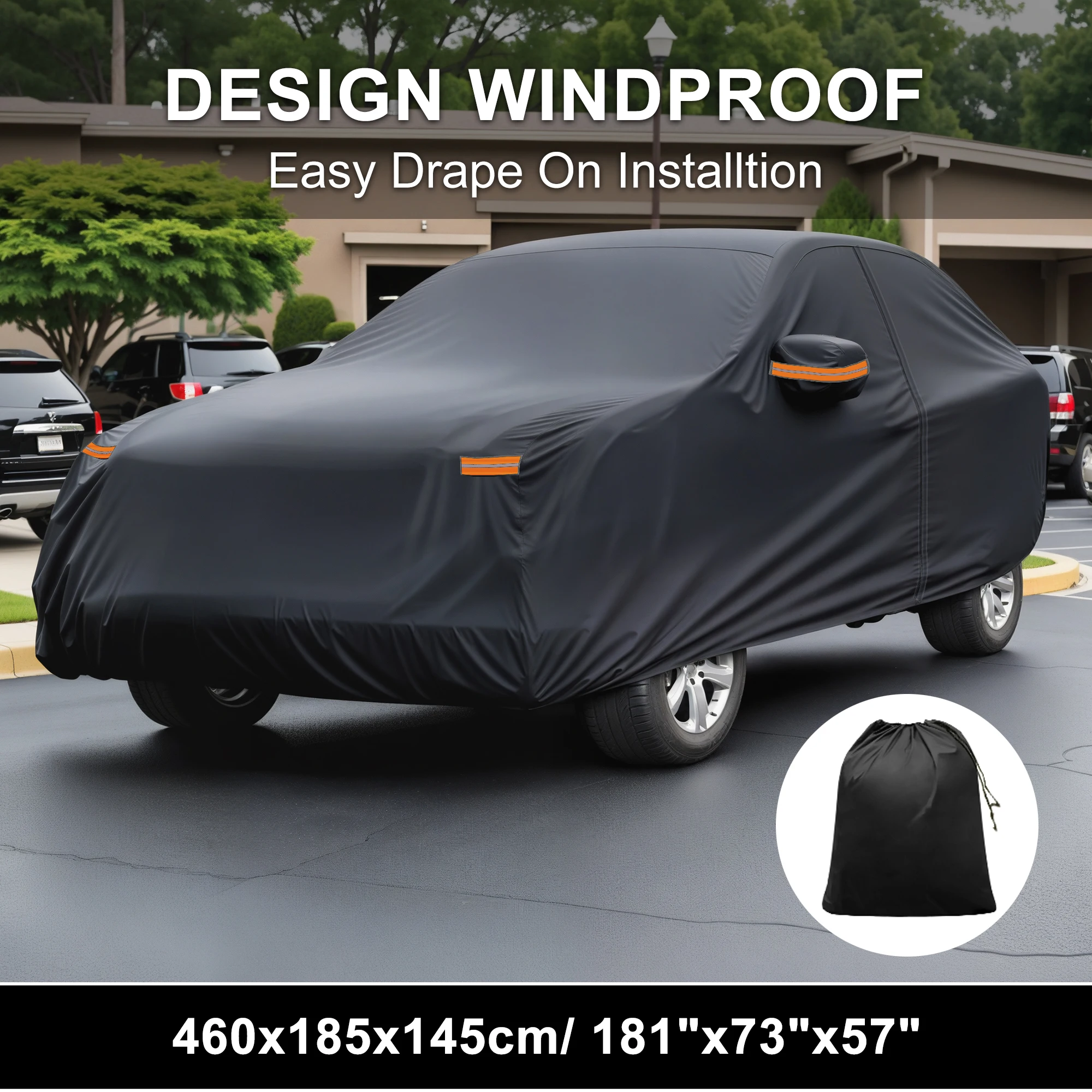 

X Autohaux Waterproof Car Cover 210D-PU Car Outdoor Full Car Cover for BMW X5 2007-2024 with Driver Door Zipper 510x195x145cm