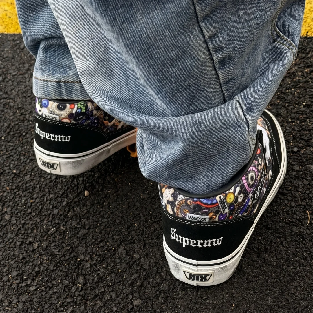 Vintage All‑Print Mid‑Top Skate Shoes for Men Women, Niche Luxury Trendy Sneakers Street Wear Versatile Student Couple Casual Fo