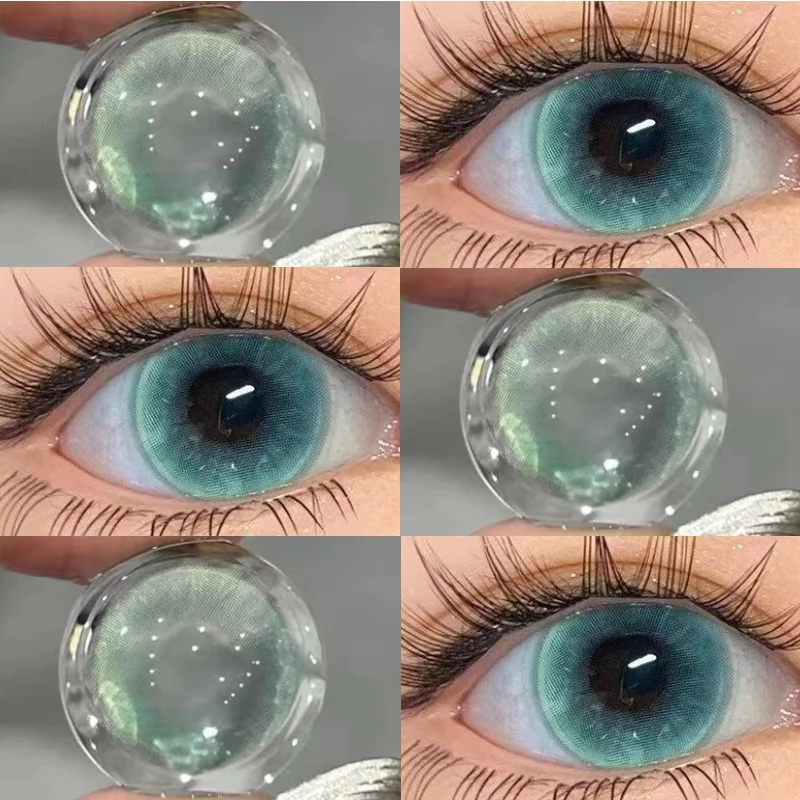 MILL CREEK 2PCS Color Contact Lenses Blue Lens Large Diameter For Eye with Myopia Green Natural Lens 14.5mm Beauty Pupils Yearly