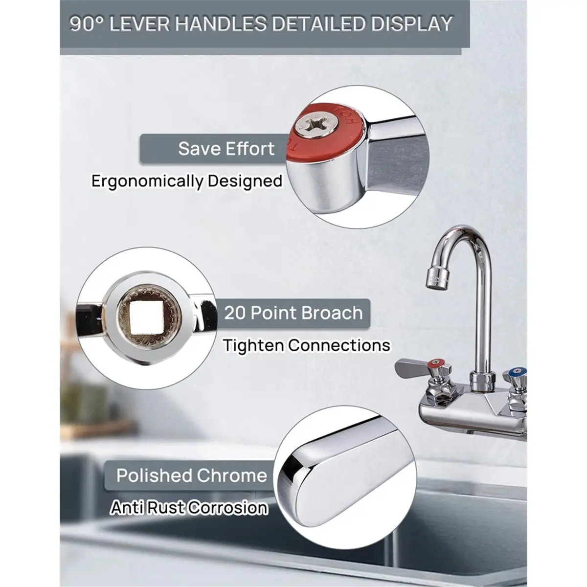 【frki】 Faucet Parts Kitchen Faucet Handle Replacement Kit - 2 Pack Lever Handles 0.43