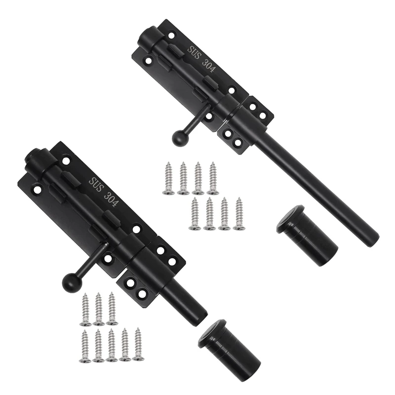 Robuster Schieberiegel-Torriegel mit Vorhängeschloss, horizontaler Riegelriegel, Bodenriegel-Hardware und abschließbarem Schwarz