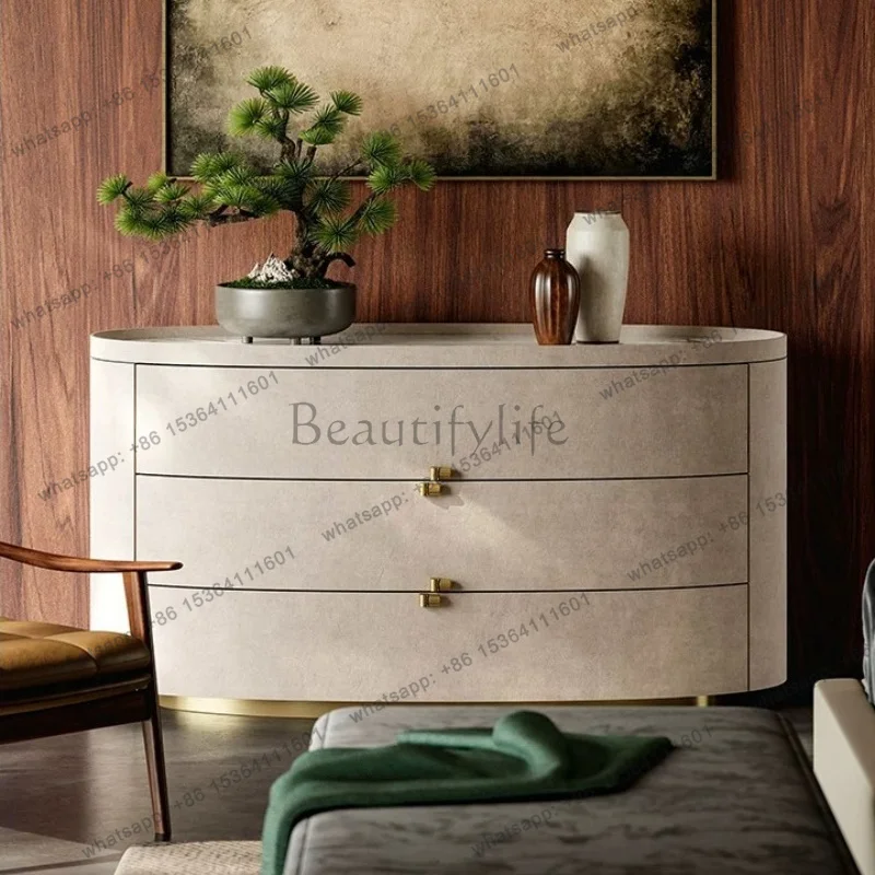 LDHome Italian Light Luxury Porch Cabinet Living Room Modern Simple Dining Side Cabinet Decorative Storage Marble Drawer