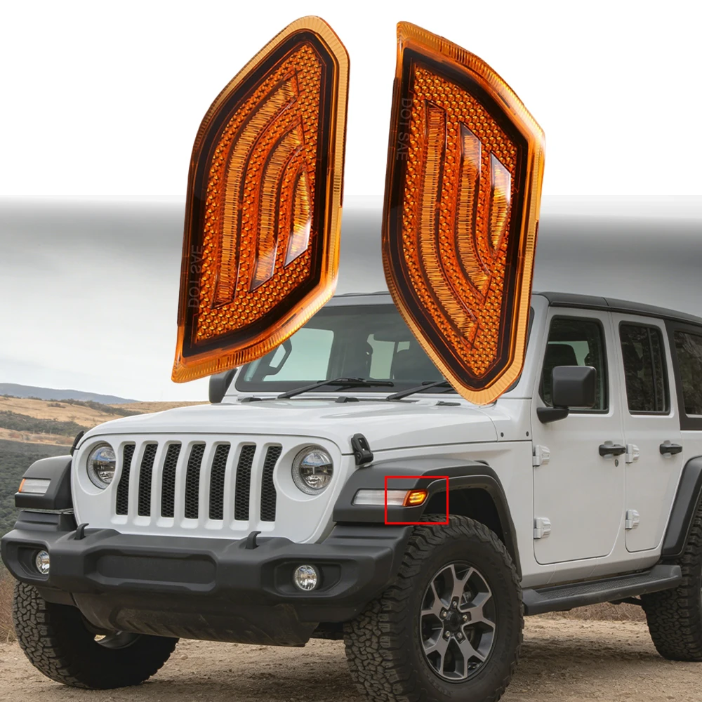 

2 шт. боковых габаритных фонарей для Jeep Wrangler JL 2018-2023, для Jeep Gladiator JT 2020, 2021, 2022, передние указатели поворота на крыло