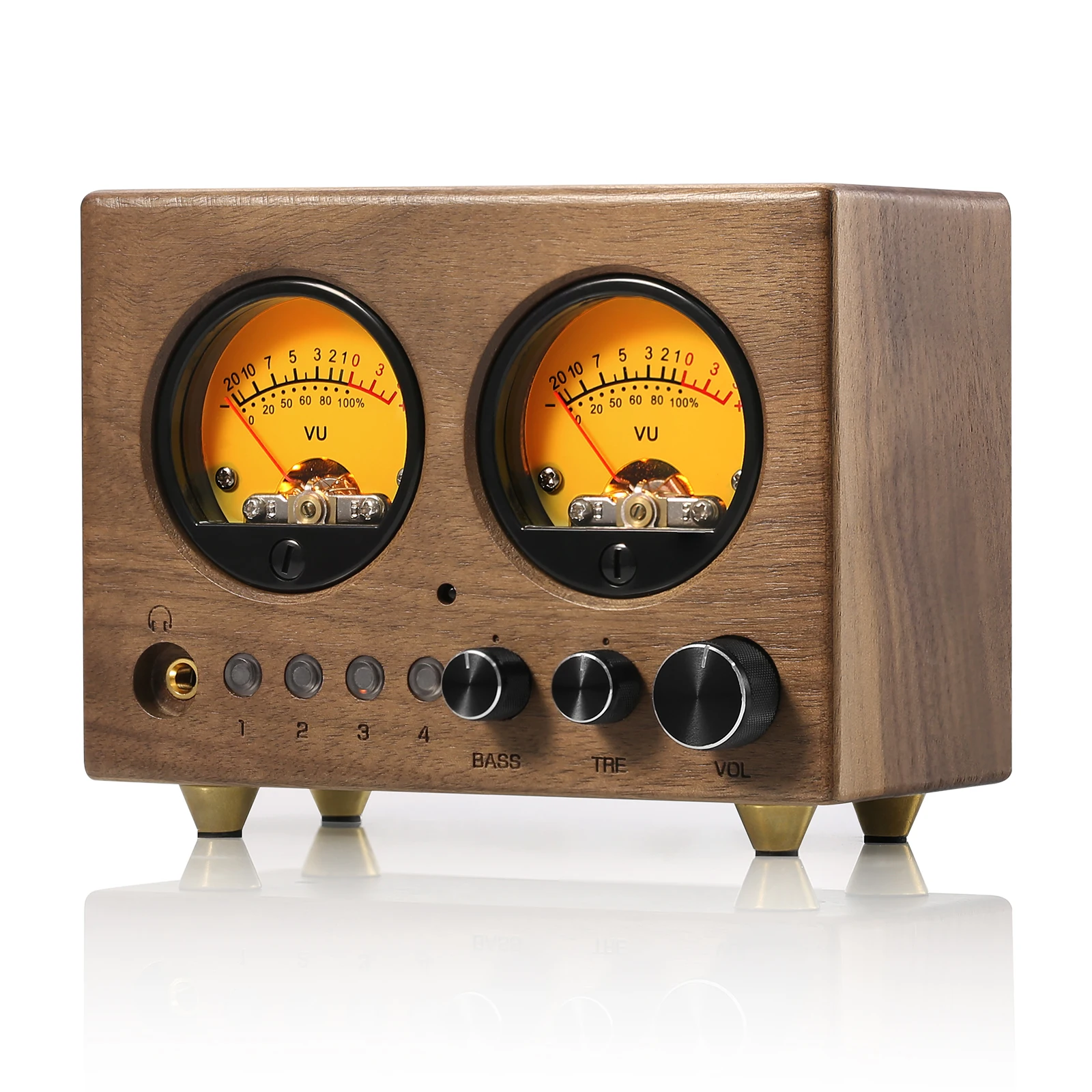 Douk Audio Nobsound VU1-W 4-IN-1-OUT Audio Selector 4-way Stere Switcher Home Preamp VU Meter with Remote Control