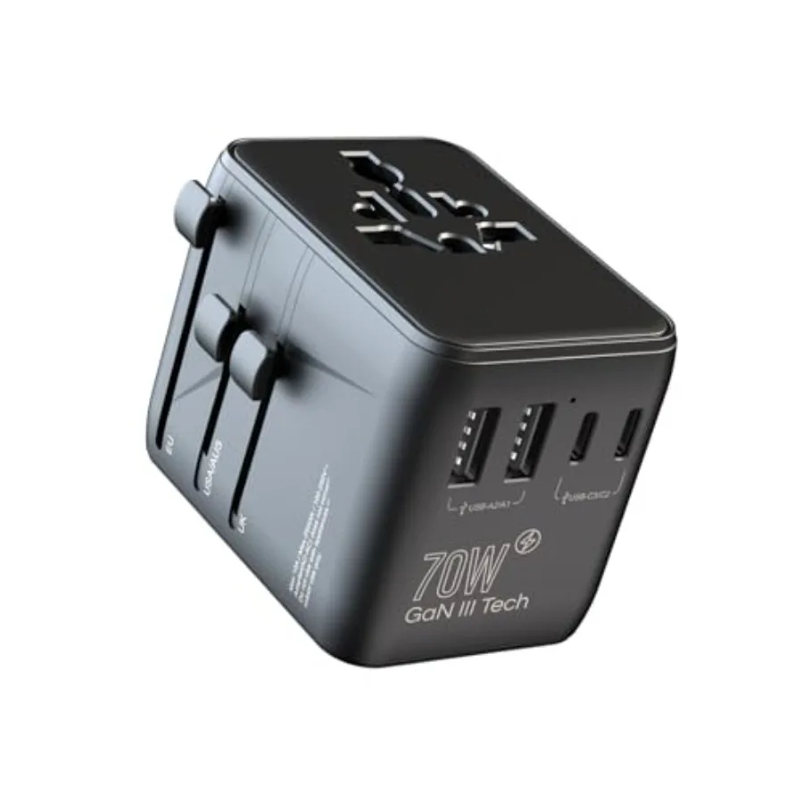 

Универсальный адаптер для путешествий 70W International European Travel Plug Adapter - Быстрый универсальный адаптер для путешествий из США в Европу, 1 выход переменного тока