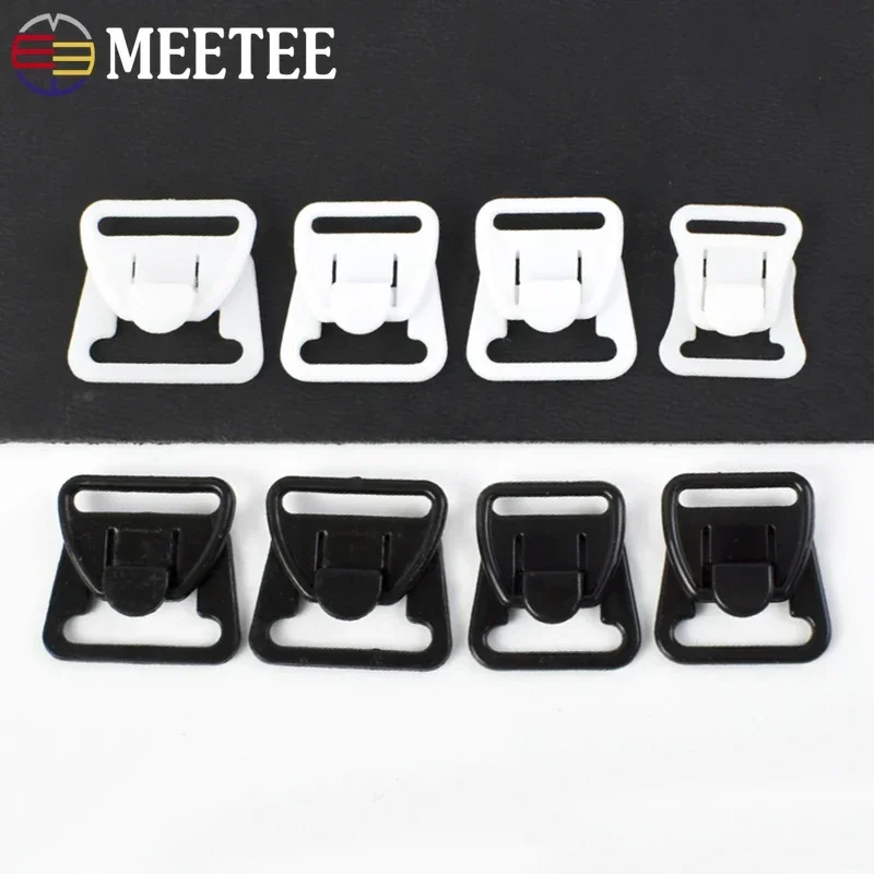 50/100Sets Meetee 12-20mm Plastic Bra Buckles Underwear Strap Clip Button Clothes Adjust Hooks Bikini Buckle DIY Accessories