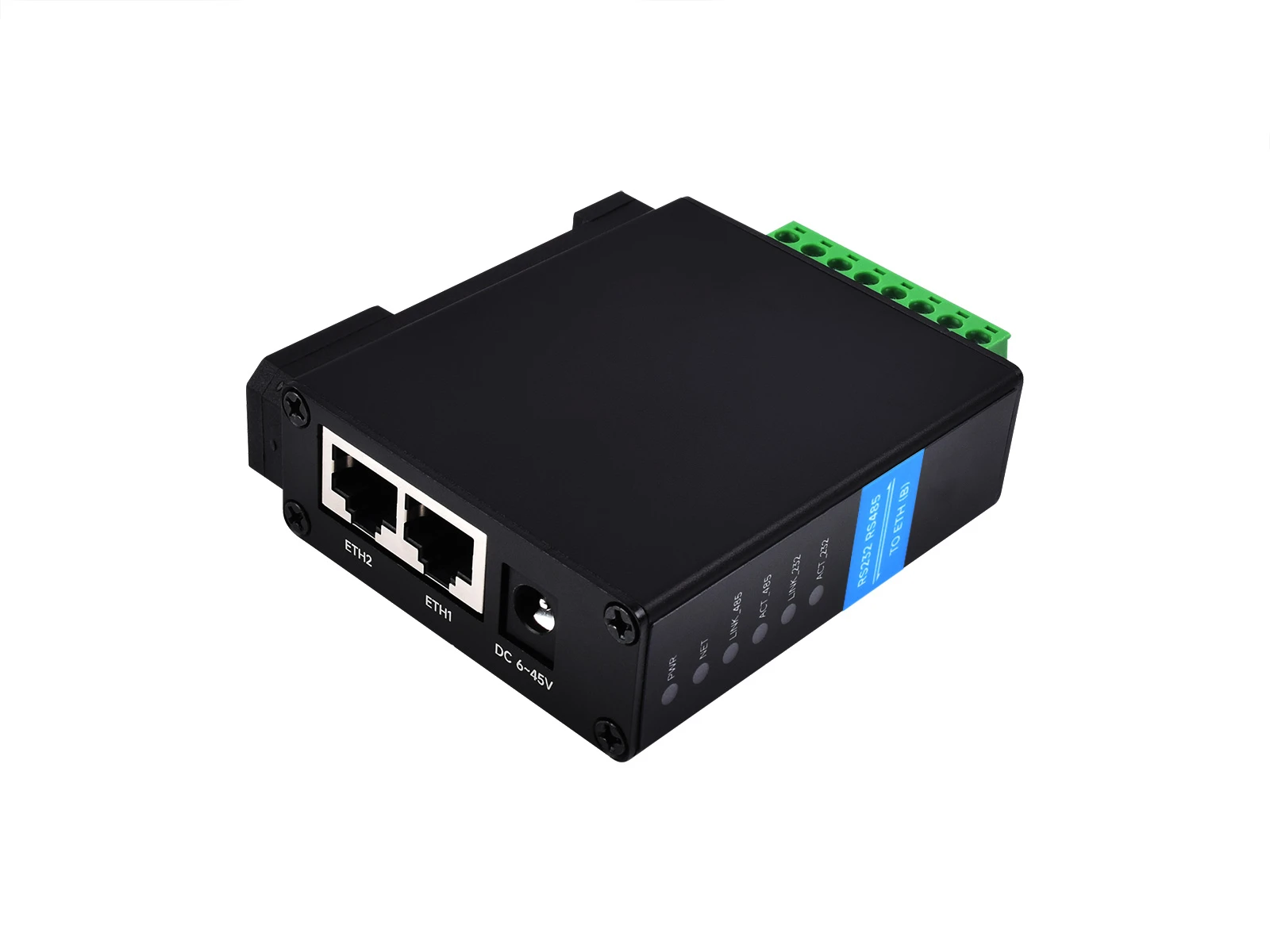 RS232 RS485 to RJ45 Ethernet Serial Server Dual Channels Independent Operation Dual Ethernet Ports