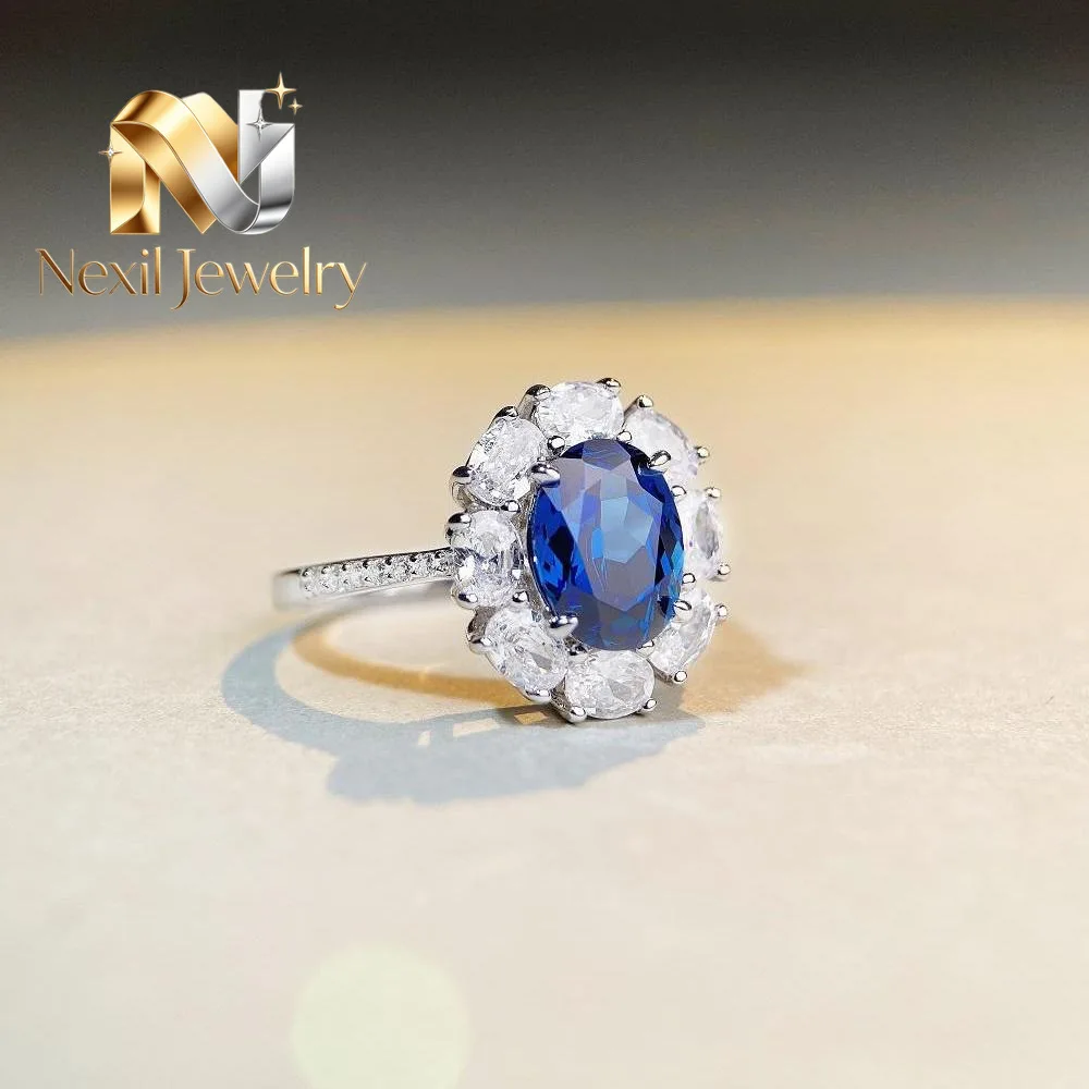 

Nexil Jewelry Luxury Solid Platinum PT950 Flower Diamond Ring Women's Ring High-grade Sense Moissanite Full Diamond Ring