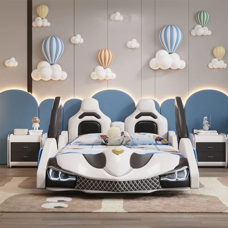 

Children's bed Boys and girls, teenage boys Cartoon Kids Cool running bed Multifunctional car bed with guardrail