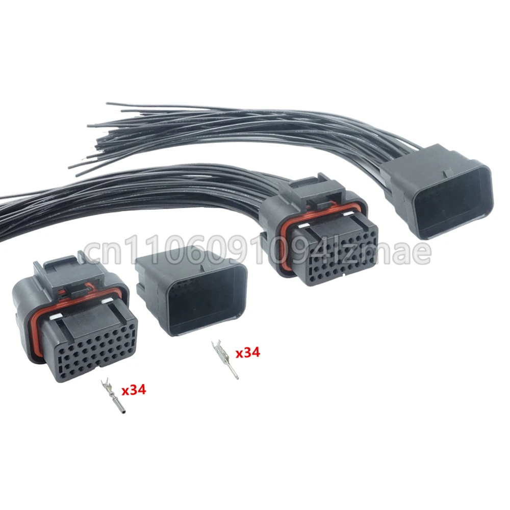 34 Pin Automobile Wiring Terminal Socket with Wires Car Male Female Docking Connector Plug 4-1437290-0 2-6447232-3