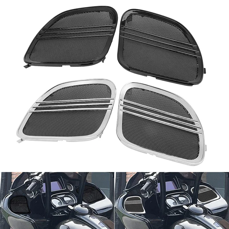 Motorcycle Mesh Speaker Grill Cover Trim For Harley Touring Road Glide Limited FLTRK Special FLTRXS 2015-UP