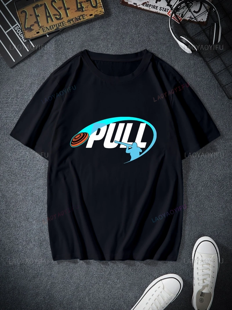 

Trap Shooting Skeet Shooting Clay Shooting, A Gift for Shooting Enthusiasts, Unisex Everyday Casual Oversized Cotton T-shirt