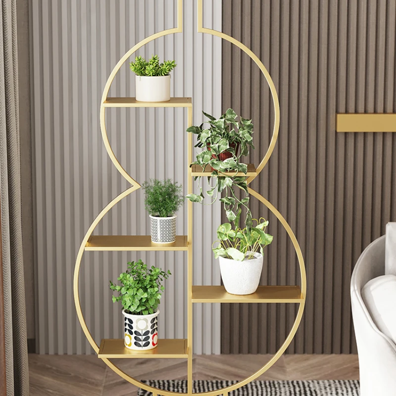 

Luxurious gourd flower stand floor-standing shelf Indoor living room balcony shelf simple succulent radish flowerpot creativity