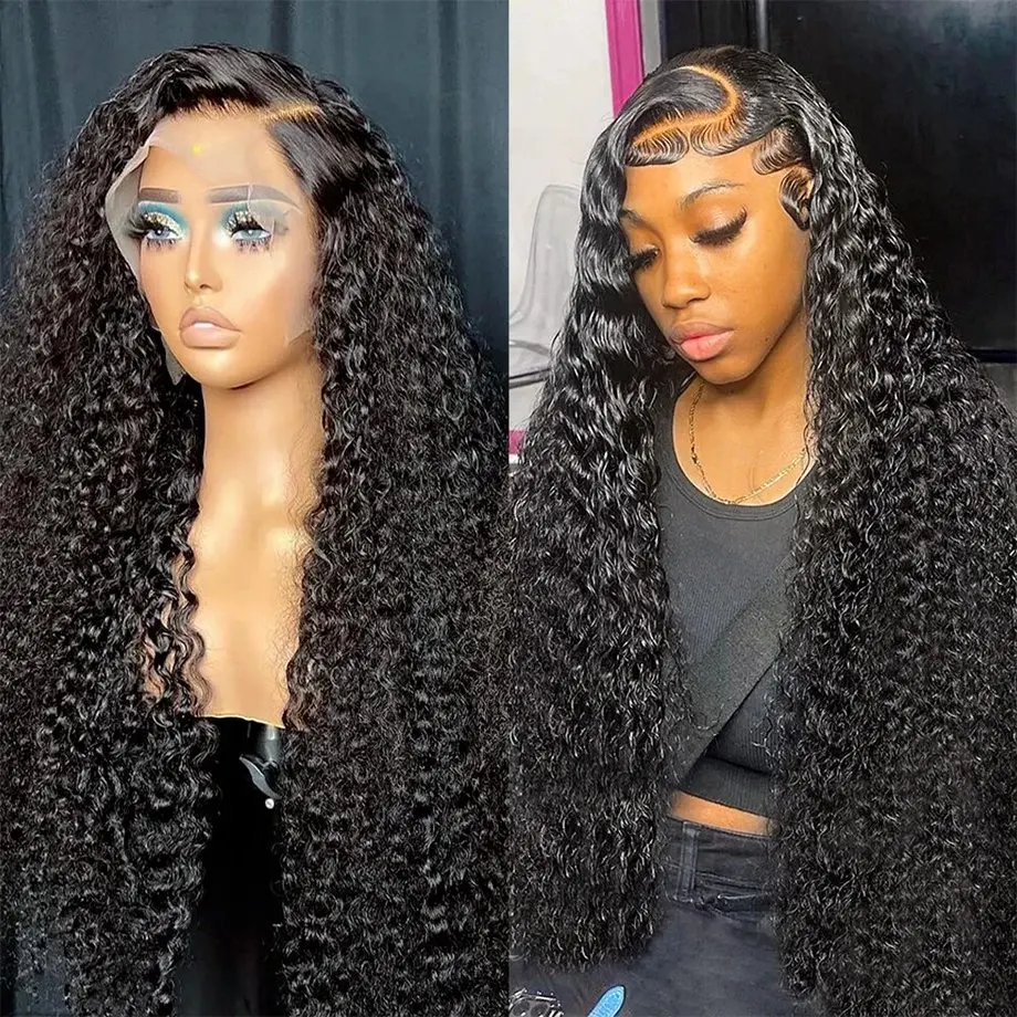 Rosabeauty 13X6 Deep Wave 38 40 Inch 13x4 Lace Front Human Hair Wig 5X5 Preplucked Glueless Curly Wig  250 Density