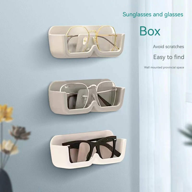 Glasses Storage Box Wall Mounted Perforated Free Sunglasses Organizer Rack High-end Glass Showcase Home Organizer Storage Box