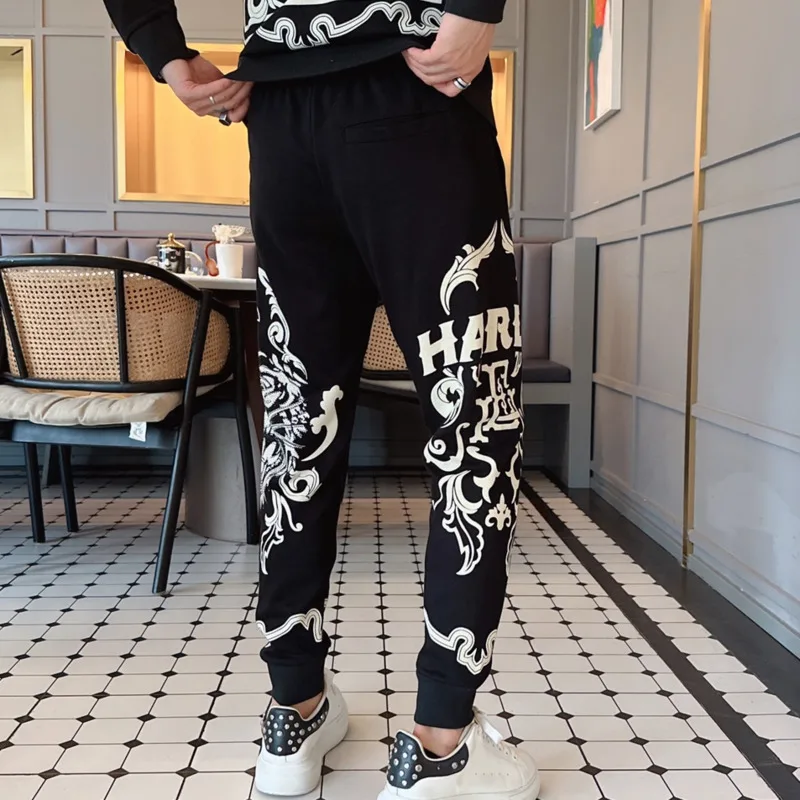 Top Quality Tiger Letter Print Pattern Casual Sweatshirt 2 Pcs Set Tracksuit Jogger Pant Suit Streetwear Men Set Street Pullover