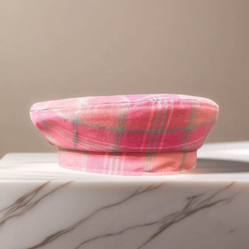 

HongLuan Sweet Checkered Pattern Beret & Newsboy Cap Woman, Cosplay Female Accessories