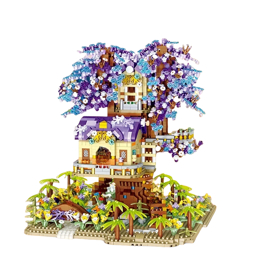 3149/PCS Set di blocchi di costruzione della casa sull'albero delle fate, puzzle di blocchi di architettura naturale, ornamenti decorativi, regali del festival