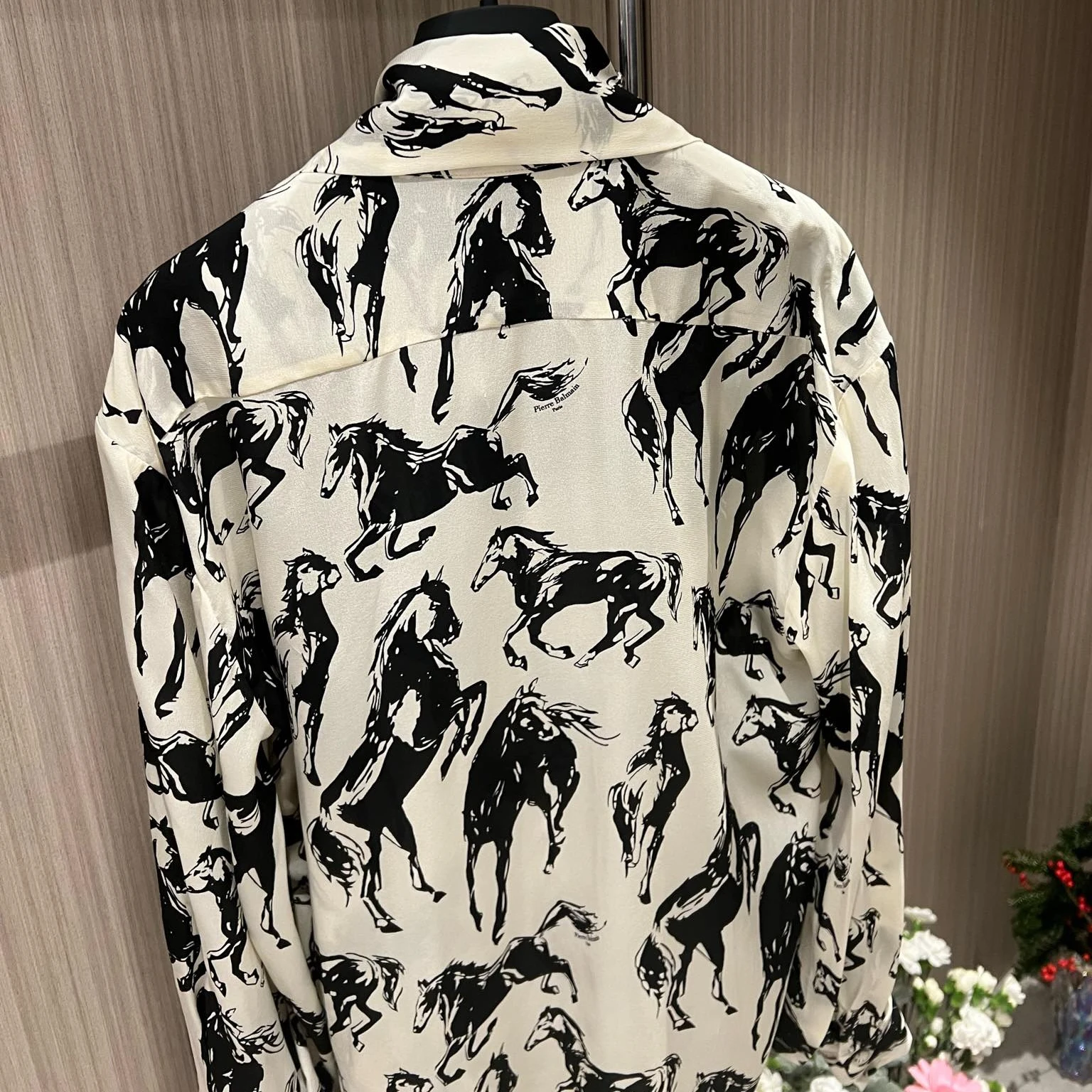 Women's Shirts, High Quality 100% Silk Shirts, Horse Print Shirts French Ribbon Silk Tops Luxury Women's Early Spring New Styles