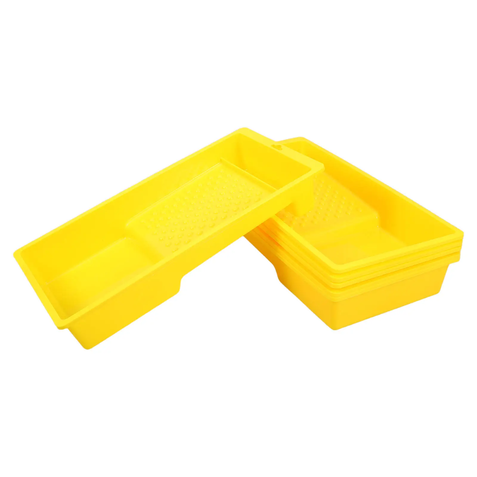 6Pcs Yellow Plastic Paint Tray Textured Ridge Small Roller Pan Painting Tools Tray Compact Efficient Home Use Small Painting Pan