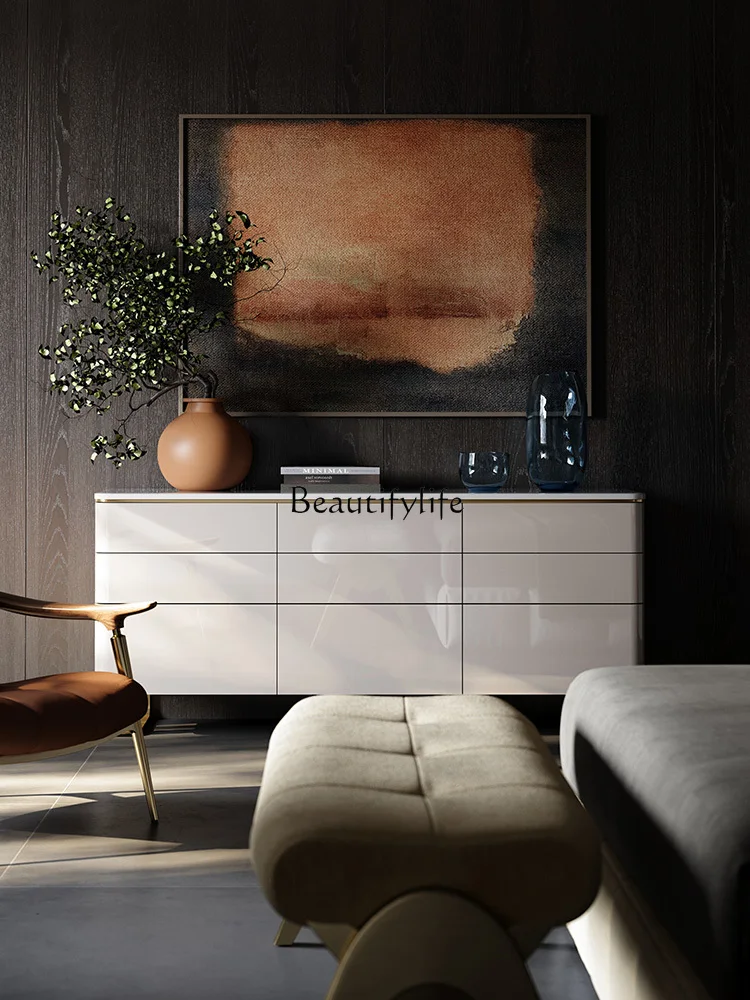 

03.Italian light luxury bedroom TV cabinet villa whole house with bedroom storage premium storage cabinet