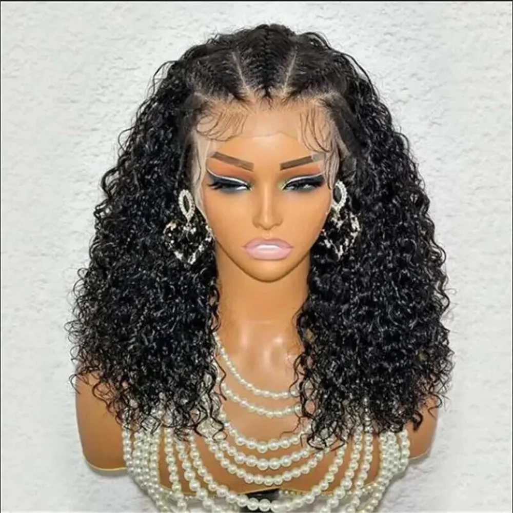 Natural Black 180Density 26“ Long Soft Kinky Curly Lace Front Wig For Women Babyhair Preplucked Heat Resistant Synthetic Daily