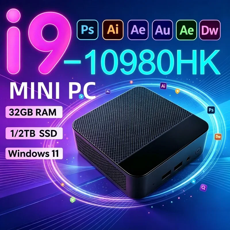 Mini Desktop Computer Intel Core I9‑10980HK Win11 16GB RAM 1TB‑2TB SSD WiFi6 BT5.2 High‑Performance PC for Daily Work Gaming Use